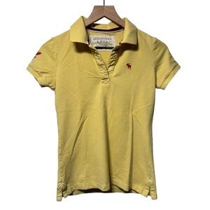 Abercrombie & Fitch Y2K Yellow Polo Shirt Logo Embroidered Size Medium